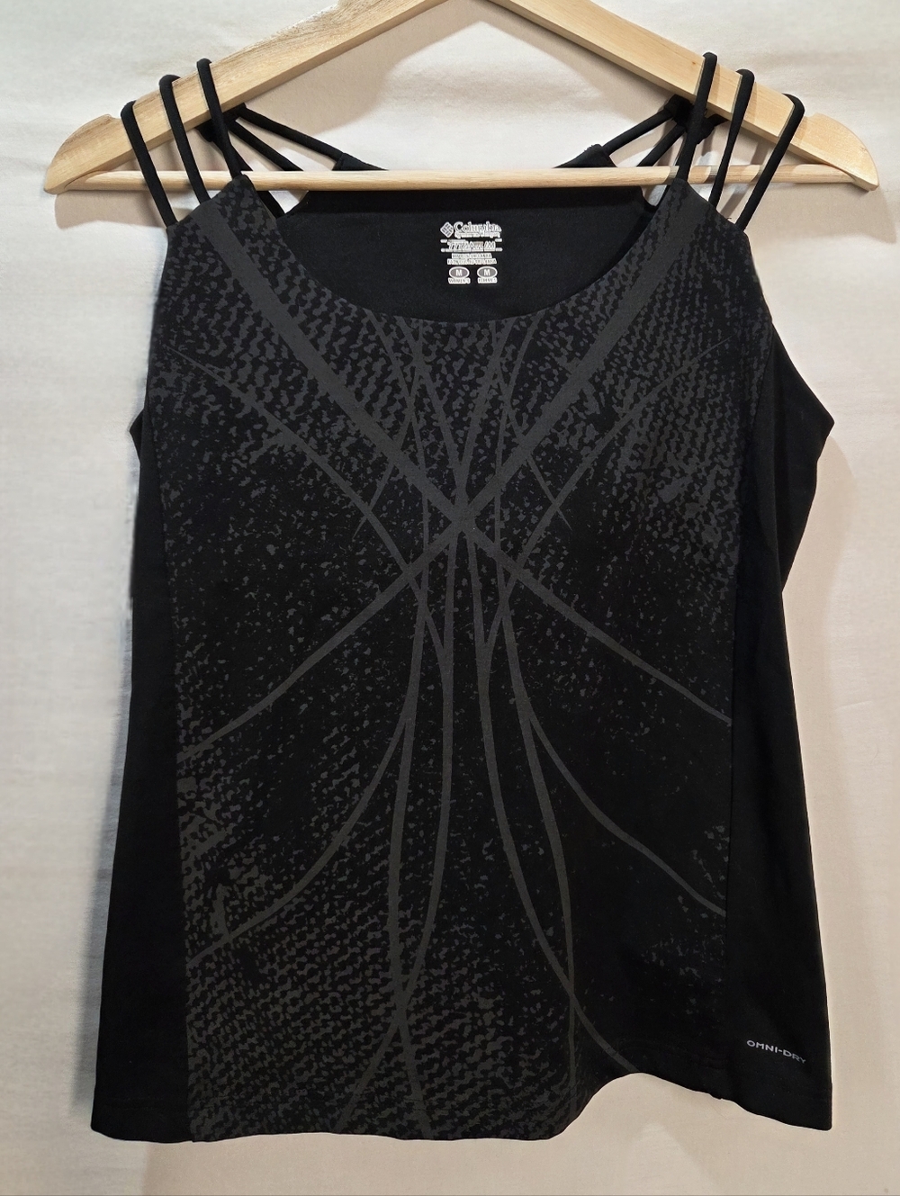 Columbia Black and Gray Workout Athletic Tank Top Sz M Built In Bra And Pocket